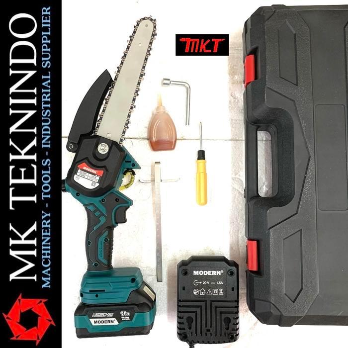 Modern M58 Cordless Chainsaw Mesin Gergaji Kayu Pohon Baterai