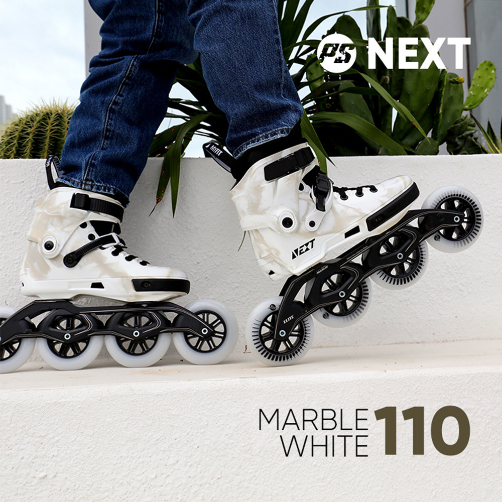 Inline Skates Speed Skates Original Powerslide NEXT Marble White 110mm Trinity Frame Street Racing