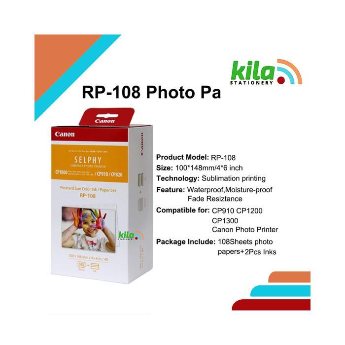 Canon Selphy RP-108 Kertas Foto Printer = CP820 CP910 CP1000 CP1200