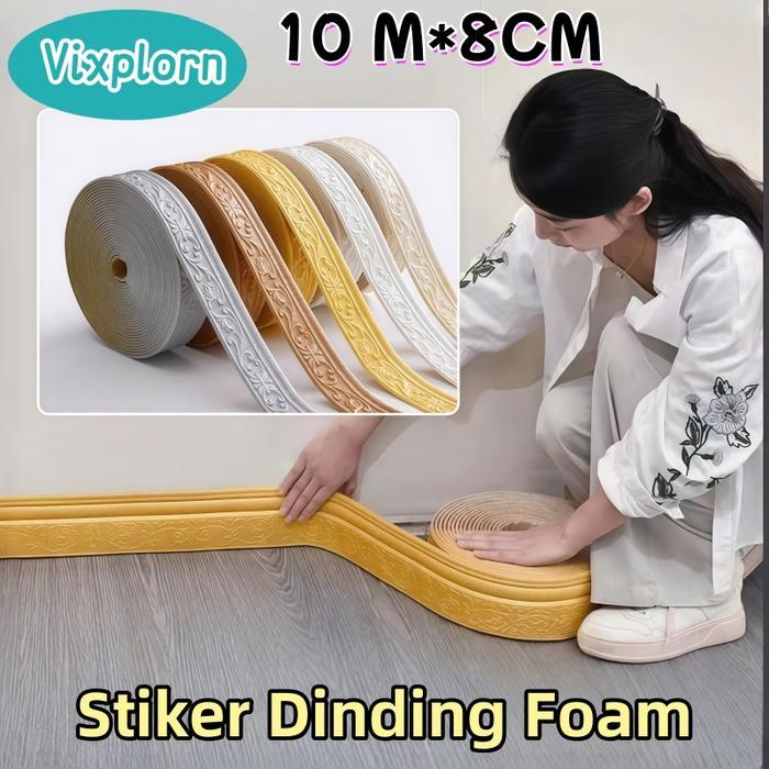 Vixplorn 10M Wallpaper List Stiker Dinding List Foam 3D/Wallpaper Dinding List Stiker/Stiker List