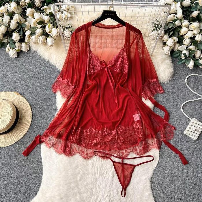 Yimei Claire Lingerie Kimono Dress 2In1 Baju Tidur Dinas Malam Wanita 22 Baju Tidur Panjang Tricot