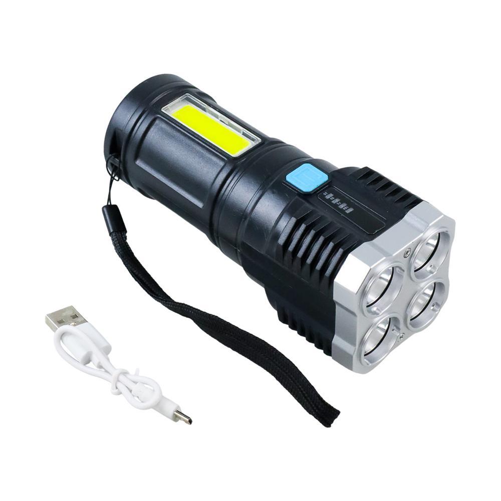 Senter LED Flashlight USB Rechargeable 4 XPE COB - L-S03