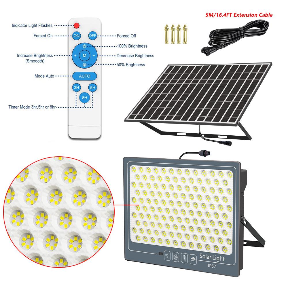 Solar Lamp 270led 570led Solar Flood Light Outdoor Garden Solar Led Light IP67 Waterproof Sunlight