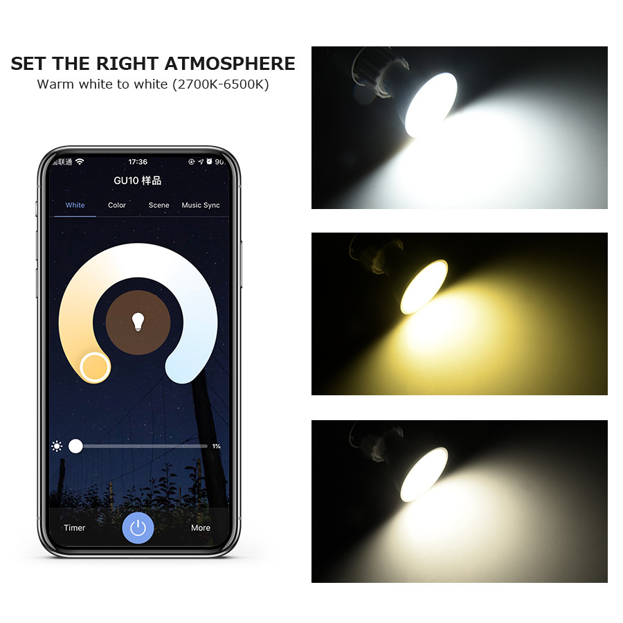 5W 7W 9W 220V 110V Tuya WiFi Smart GU10 LED Bulb Smart Life App GU10 LED Lamp Spotlight Works with