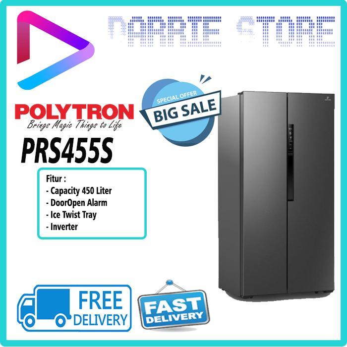 POLYTRON PRS455S KULKAS SIDE BY SIDE POLYTRON INVERTER PRS 455 PRS455