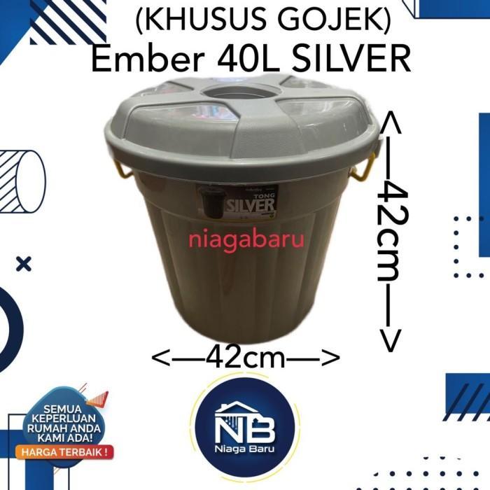 Ember PLastik 50 Liter Tutup Tong Silver Taiwan
