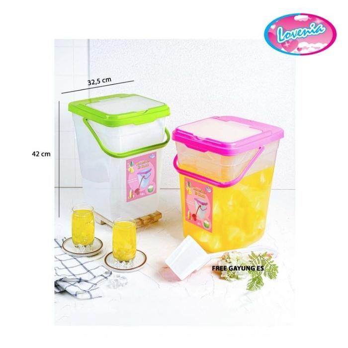 Toples Es Buah 15 Lt Bonus Gayung Bajigur / Tempat Es Buah Prasmanan Dengan Gagang Mudah Dibawa