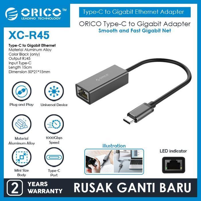 Orico Type-C To Gigabit Ethernet Adapter Xc-R45 Type-C To Gigabit Ethernet Adapter
