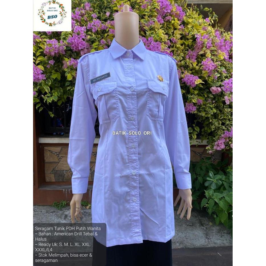 seragam pns tunik pdh putih wanita. seragam pns asn tunik pdh putih cewek. seragam pns pemda asn