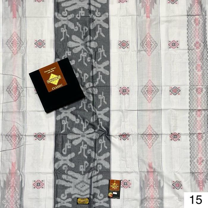 Wadimor Sarung Jaquard Classic Songket Motif Timbul Elegan Series Putih Hitam Bahan Jacquard