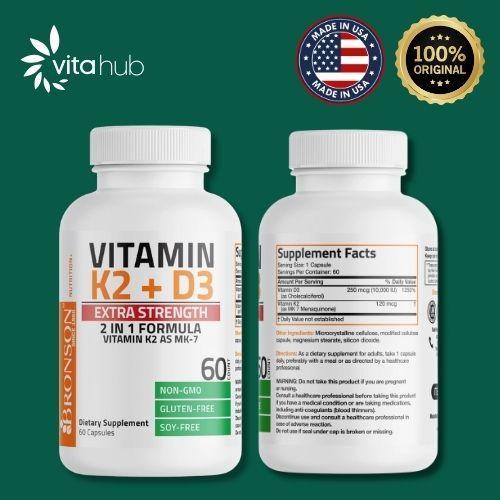 Bronson Vitamin K2 D3 10,000IU - 60/120/250CAPS