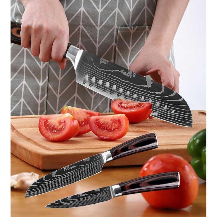 PISAU DAPUR DAGING BAJA SUPER TAJAM DAMASCUS PATTERN ORIGINAL PISO CHEF KNIFE CHEF