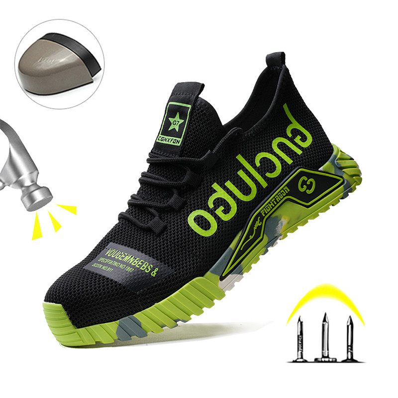 Sepatu Safety Pria Anti Tembus Paku dengan Sol Baja, Ringan, Tahan Slip, dan Nyaman untuk Pekerjaan 