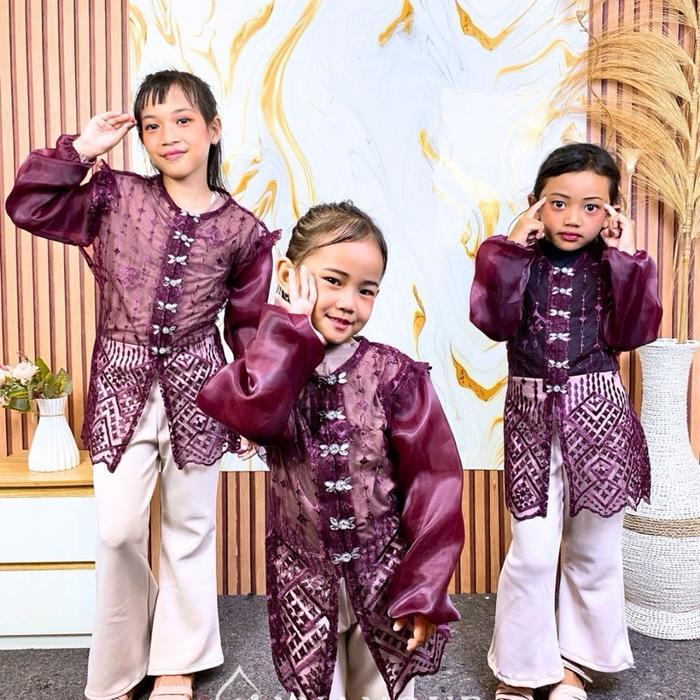 Best Seller Hananque Khansa Tunik Brokat Couple Ibu Dan Anak Usia 1-13 Tahun Outer Kondangan 2025