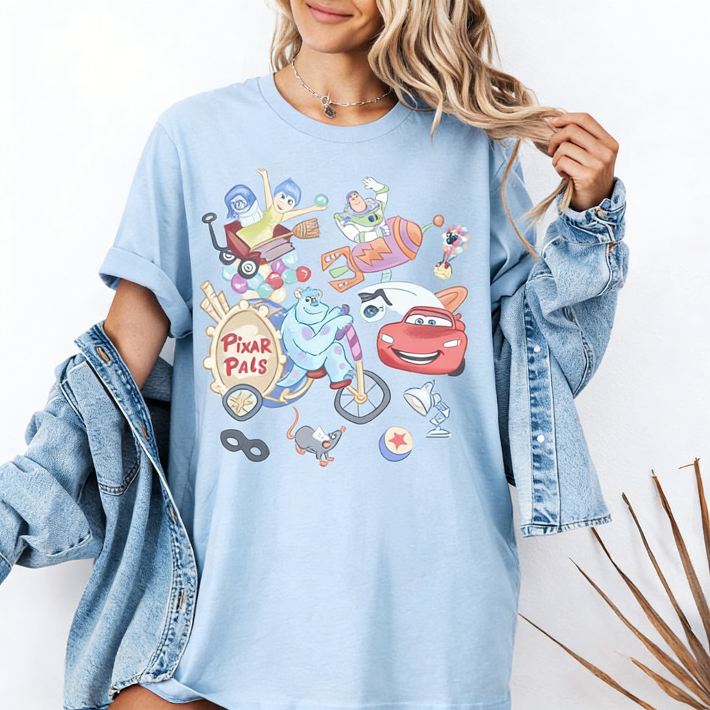 Women's T Shirt Women's Sports T Shirt Disney Pixar Pals Group Characters Mike Sulley Buzz Lightning