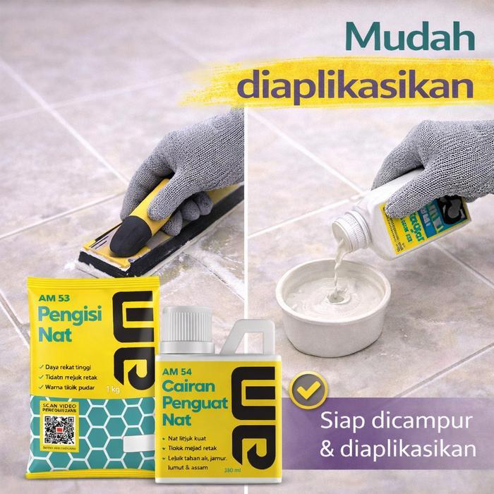 Tirta Bangunan Paket Bundling Am 53 & Am 54 Nat Cairan Tidak Mudah Retak Tahan Lama Kuat 1 Kg + 330