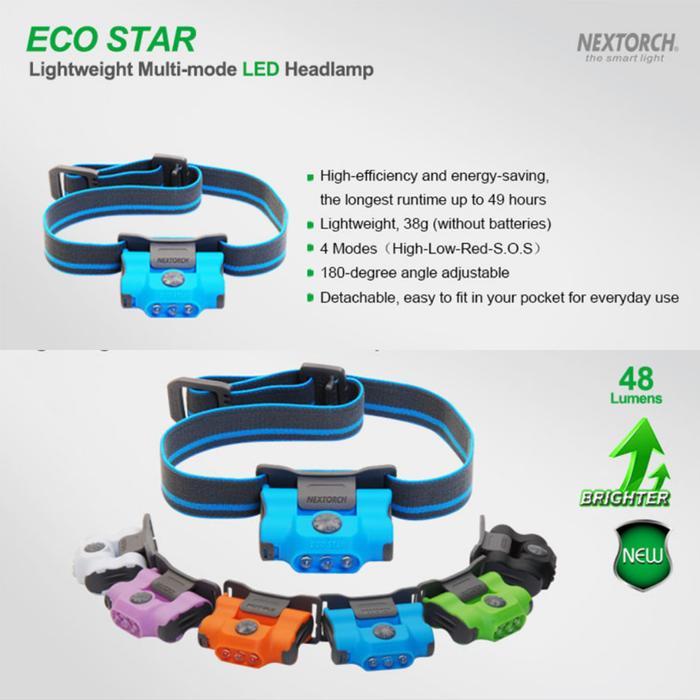 Nextorch Eco Star Senter Kepala Led Nichia 48 Lumens Headlamp Camping Hiking Outdoor 4 Mode Cahaya
