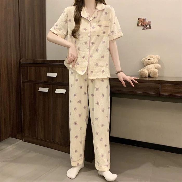 Graky Sleepwear Piyama Tidur Set Lengan Pendek Piyama Baju Tidur Couple Et1