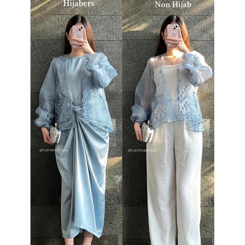 Lily Outer Crop Brukat Organza / Outer Pendek Brokat Sapto / Baju Kondangan Wanita, Wisuda, Hari