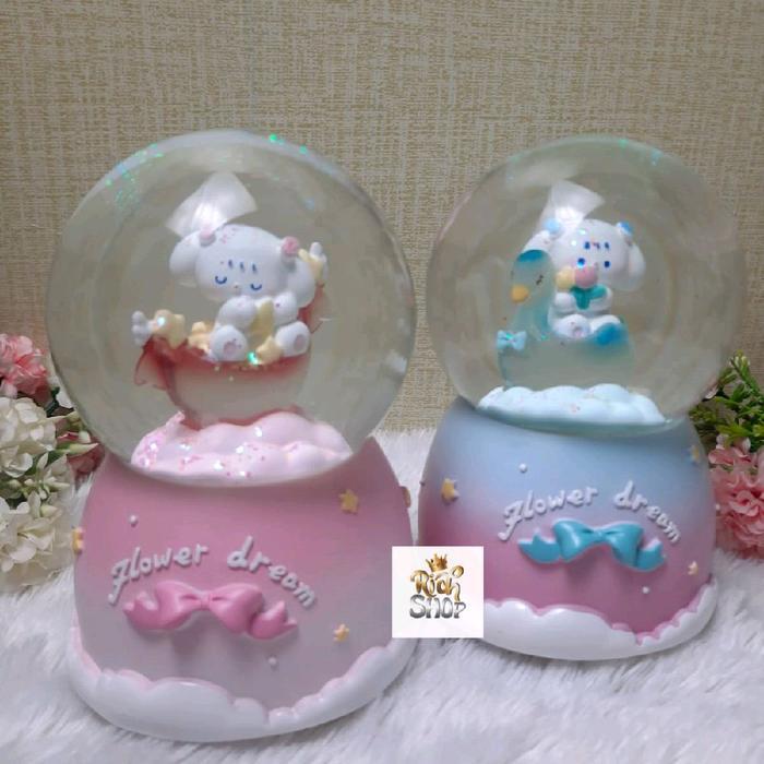 Snowball Unicorn Salju Otomatis Kotak Musik Bola Air Kaca Kristal Salju Snowglobe Waterball Lampu