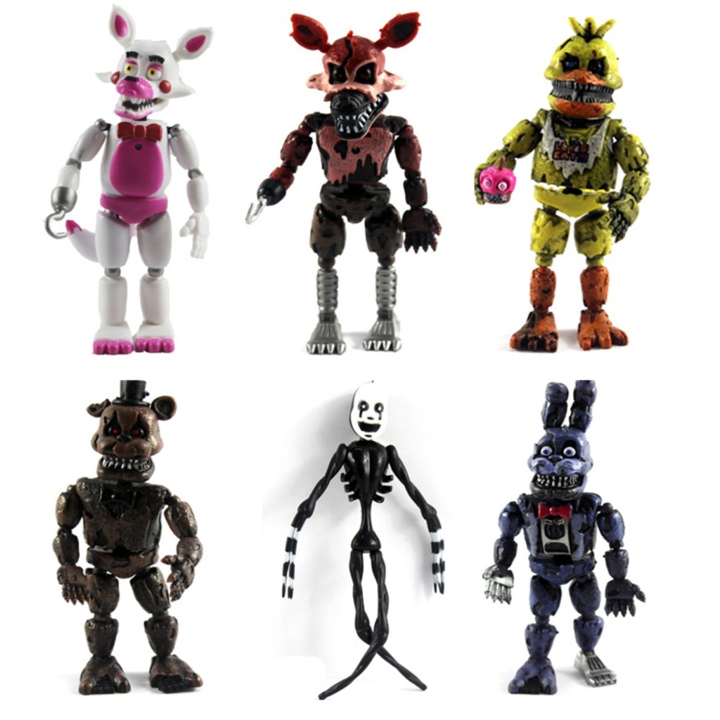 6Pcs/Set FNAF Figures Luminous Bonnie Bear Foxy Chica Freddy Movable Joints Anime Figure PVC Action