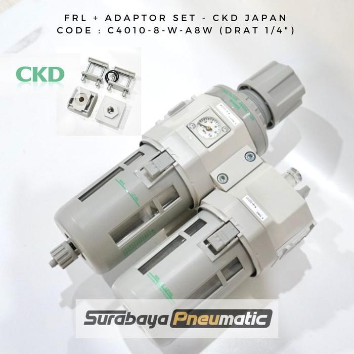 CKD Japan - C4010-8-W / C4010-8-W-A8W (1/4") - FRL Unit + Adaptor Set