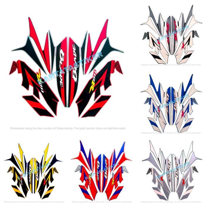 Striping Motor Honda Blade 110 R 2009 Silver-merah