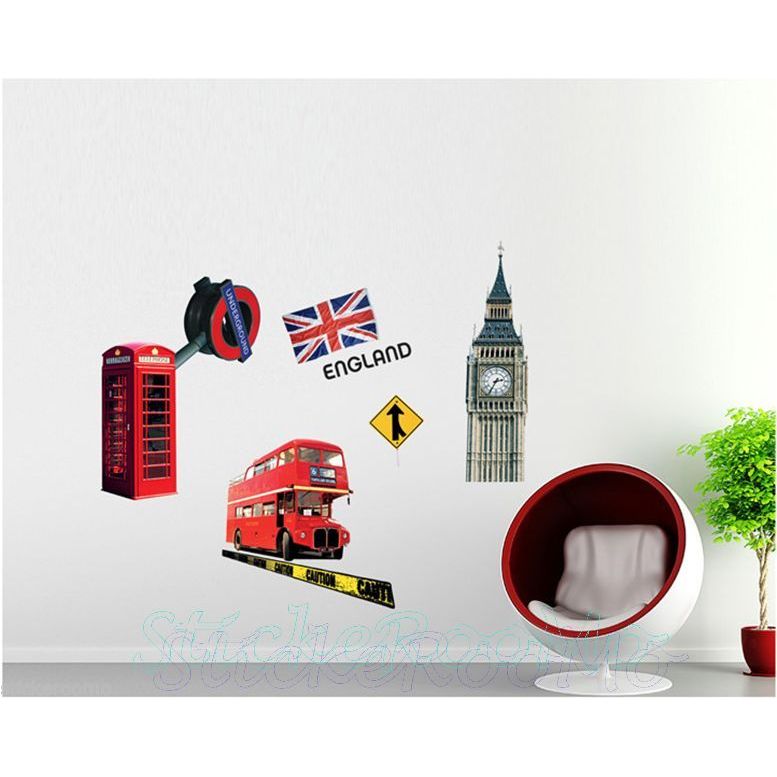 British Poster London Landscape Hallway Wall Stickers Decals JM8223 Decor