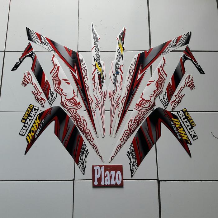 striping motor satria Fu 150 2011 Putih-Hitam