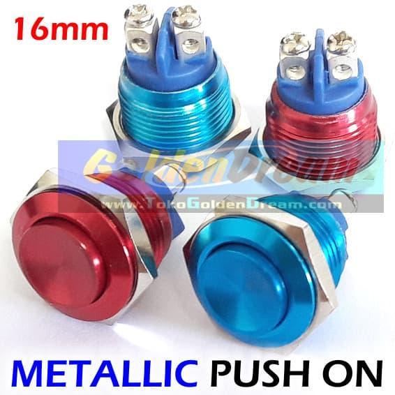 Metallic Push On Momentary Button Raised Head Metal Switch Tombol Vape *