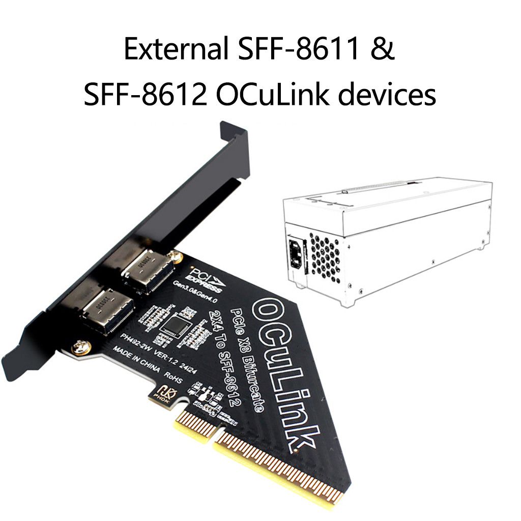 PCIe X16/X8 to SFF 8611&8612 Adapter Card PCIE External Oculink SFF-8612 Adapter PCle4.0 PCIe X4/X1