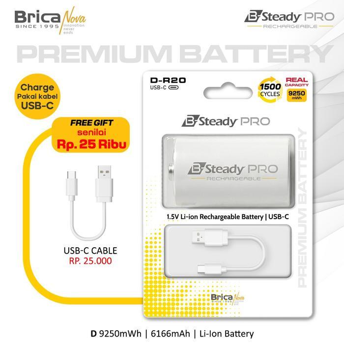 Brica B-Steady PRO D-Size Li-Ion Rechargeable Battery - Premium Battery - Battery Rechargeable -