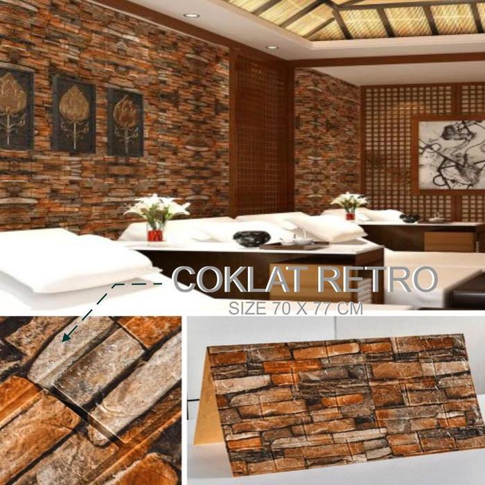 "New" WALLPAPER STICKER DINDING 3D BRICKFOAM MOTIF BATU ALAM WALLFOAM