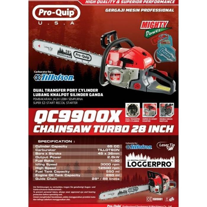 Mesin Senso 28 Inch Bar Baja Pro Quip QC9900X / Mesin Gergaji Kayu Bar Baja 28 Inch Pro Quip QC9900X