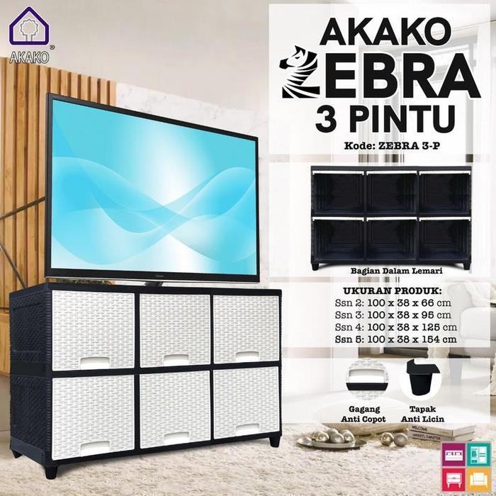 [NEW] AKAKO - LEMARI PAKAIAN PLASTIK AKAKO LEMARI ZEBRA 3 PINTU SUSUN 2