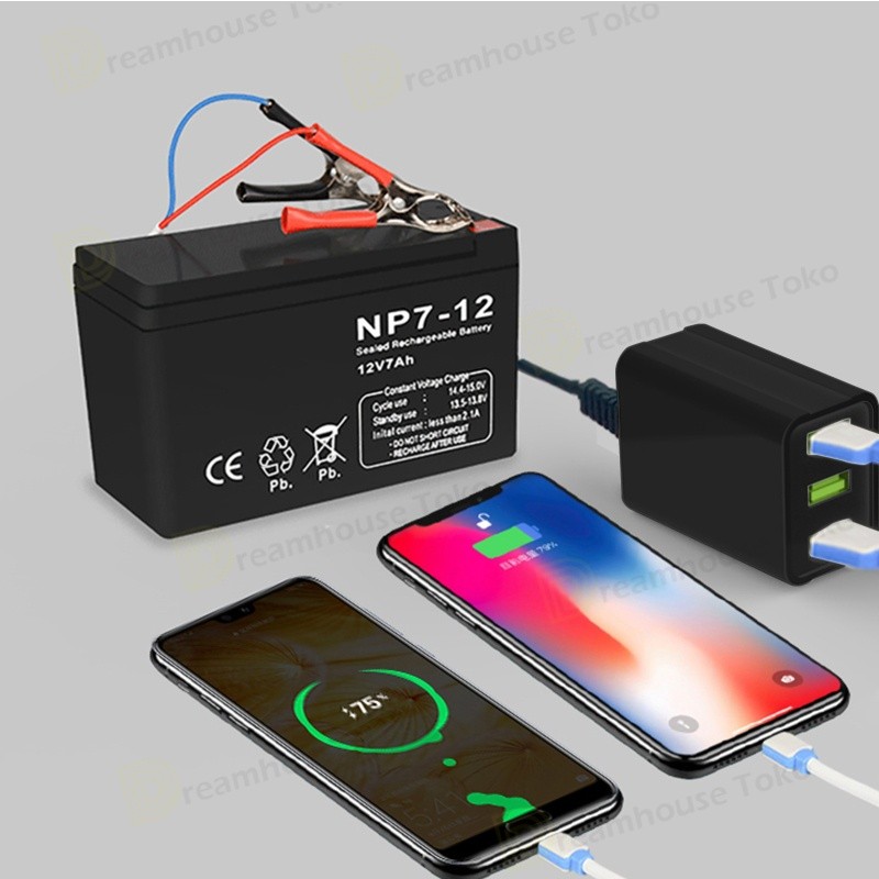 4 USB Charger Aki di Motor Alat Cas Motor Mobil Charger 12V 3A LED Indikator/Charger Aki Motor dan