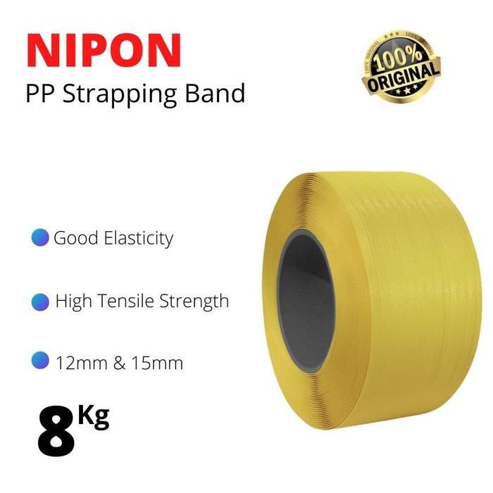 TERLARIS STRAPPING BAND NIPON 12MM 15MM TALI KLEM TALI PACKING WARNA KUNING 8KG BISA GOSEND