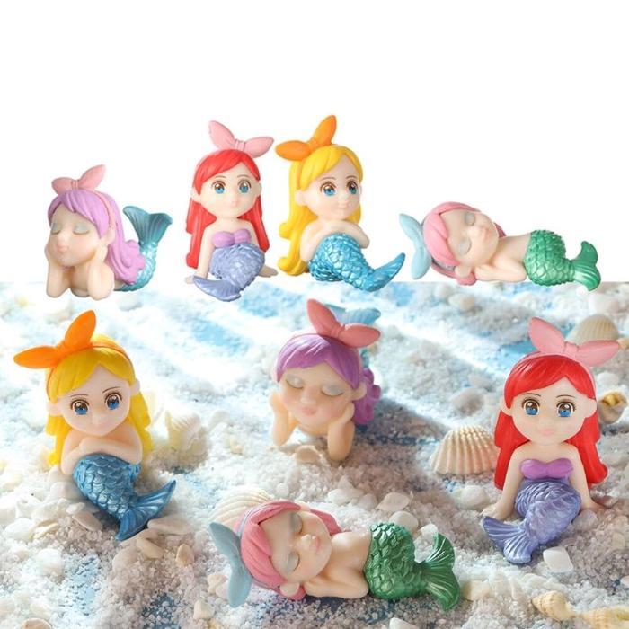 4pcs [1set] miniatur resin topper boneka baby mermaid bayi duyung dekorasi taman cake terrarium