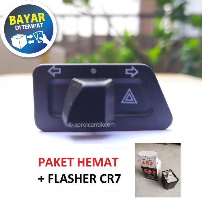 Paket Flasher Cr7 Dan Tombol Saklar Sen Plus Hazard Trapesium Jajar Genjang - Honda Beat Karbu /
