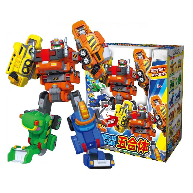 5 IN 1 Gogo Dino Explorer Deformation Robot Car Toy Action Figures Transformation Technical Vehicle 