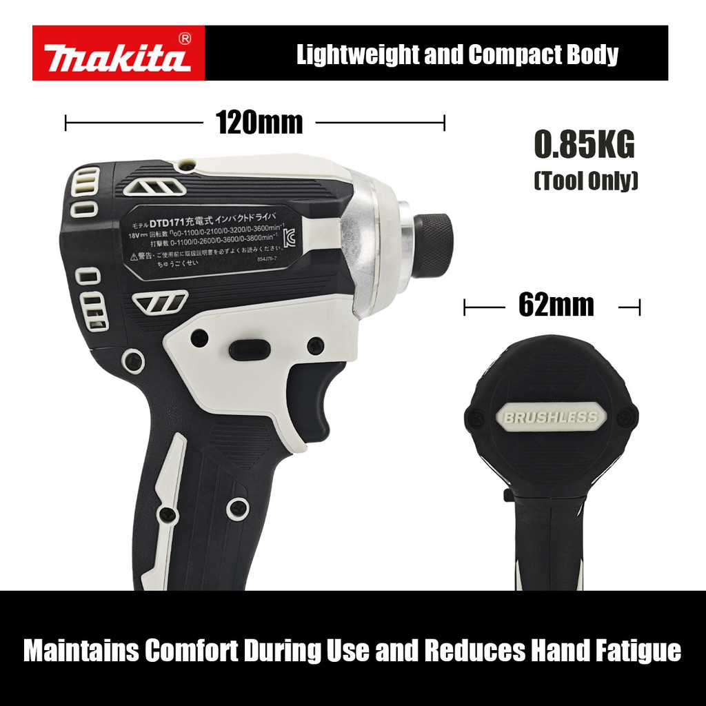 Makita DTD171 Brushless Cordless Impact Driver 18V with LED WorkLight Rechargeable Screwdriver