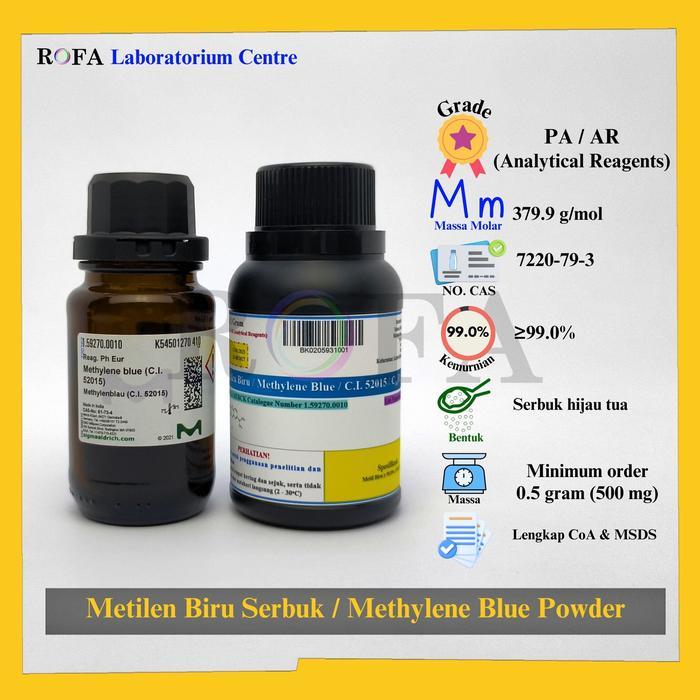 Diskon Metilen Biru Serbuk / Methylene Blue Powder / C.I. 52015 / C16H18Cln3S Pro Analisis Merck