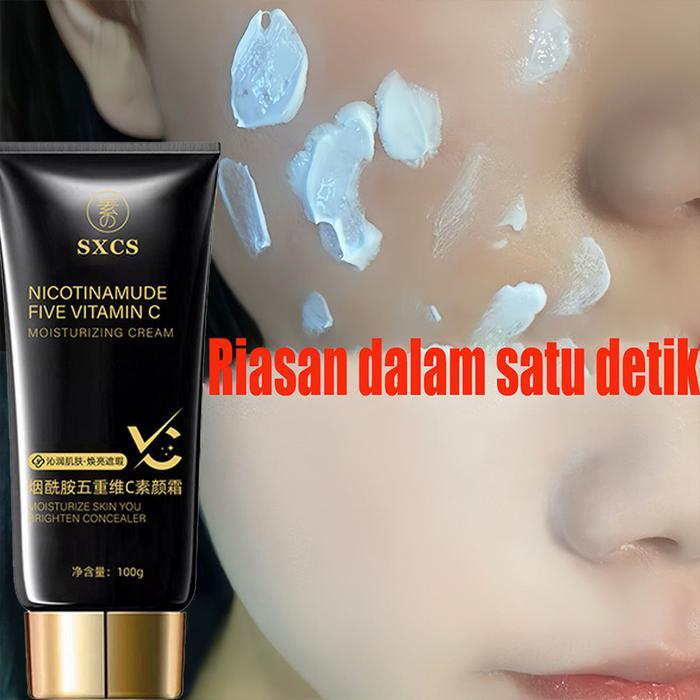 VC Kem Pemutih Wajah 100g Niacinamide Lazy Cream Gluta Whitening Lazy Cream Krim Siang Pemutih Wajah