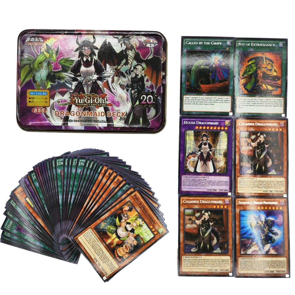 Yu-Gi-Oh Deck 855 DRAGONMAID DECK English Holographic Golden White Dragon Duel Game Collection Card