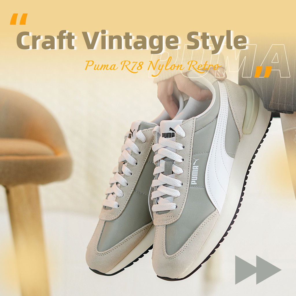 Puma Sneakers for Men and Women R78 Nylon Retro Sports Shoes, Comfortable, Lightweight, Retro Casual