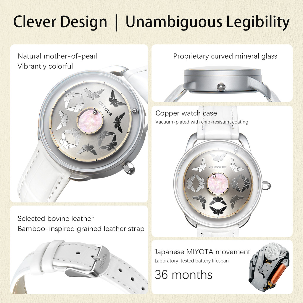 EUTOUR 2025 Elegant Butterfly Magnet Watch for Women Summer Garden Theme Stylish Accessory