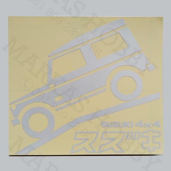 STIKER SUZUKI JIMNY 4 X 4 SILVER COLOUR TERBAIK