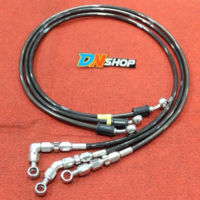 Selang rem depan hel 90cm fitting stainless 45 90 derajat
