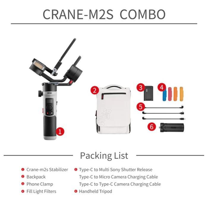 Zhiyun Crane M2S Combo Gimbal 3-Axis For Kamera Action Cam Resmi