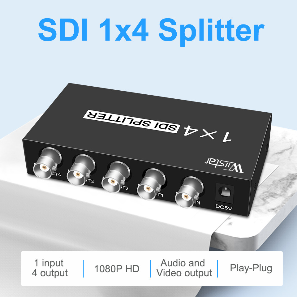 SDI Splitter 1x2 1x4 SD-SDI HD-SDI 3G-SDI SDI Splitter 1 In to 2 Out / 1 In to 4 Out